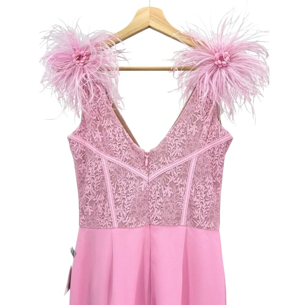 NWT Nadine Merabi Pink Annabelle Sleeveless Lace Jumpsuit - Size 6 - Picture 13 of 14